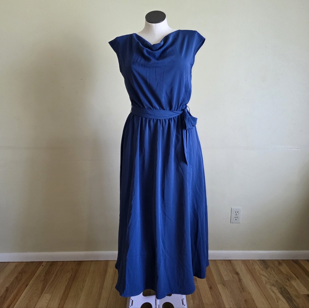 Grace Karin Cowl Neck Cap Sleeve Midi Dress With Belt